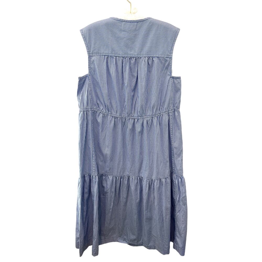 EVERLANE The Tiered Midi Dress Blue White Stripe Sleeveless 100% Cotton Small - Picture 4 of 7
